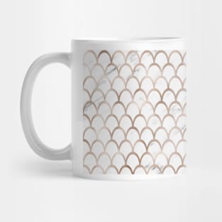 Rose gold mermaid scales - white marble Mug